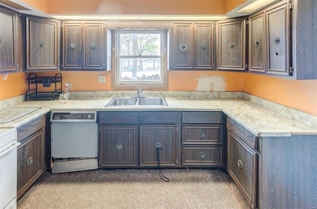 1125 N Market St, Sparta, IL 62286 - kitchen with white dishwasher, a sink, light countertops, and range
