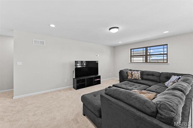 1 Canebrake Ct, Wentzville, MO 63385 - living area with light carpet, baseboards, and recessed lighting