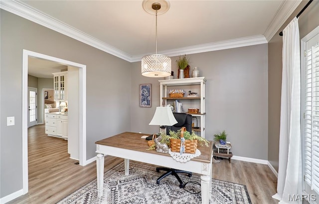 269 Bennington Dr, Troy, MO 63379 - office with light wood-type flooring and ornamental molding