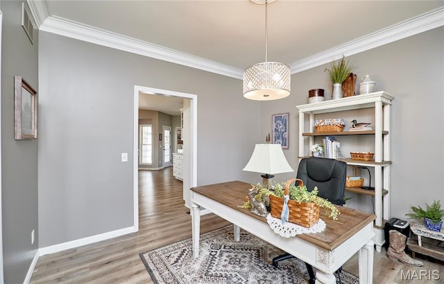 269 Bennington Dr, Troy, MO 63379 - office area with ornamental molding and light wood finished floors