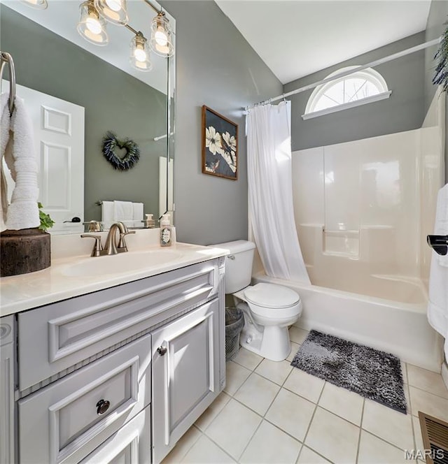 269 Bennington Dr, Troy, MO 63379 - bathroom with vanity, tile patterned flooring, and shower / bath combo with shower curtain