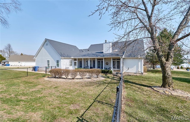 269 Bennington Dr, Troy, MO 63379 - back of house with french doors and a chimney