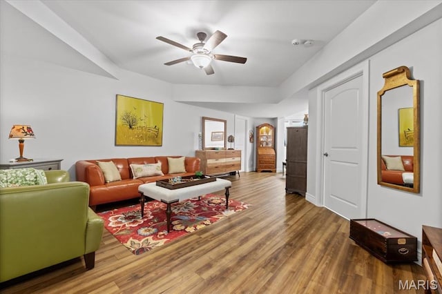261 US Dr, Wentzville, MO 63385 - living room featuring ceiling fan and wood finished floors