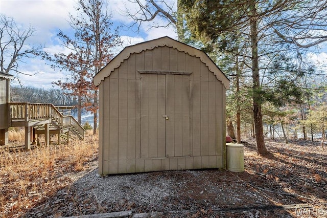 372 Alpine Lake Dr, Wright City, MO 63390 - view of shed featuring stairway