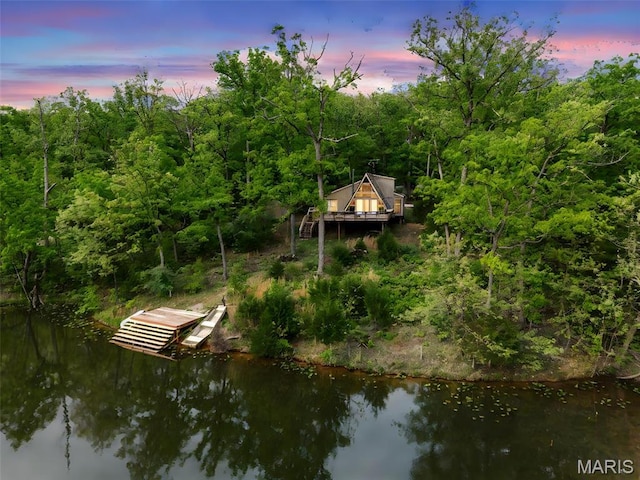 372 Alpine Lake Dr, Wright City, MO 63390 - dock featuring a water view and a wooded view