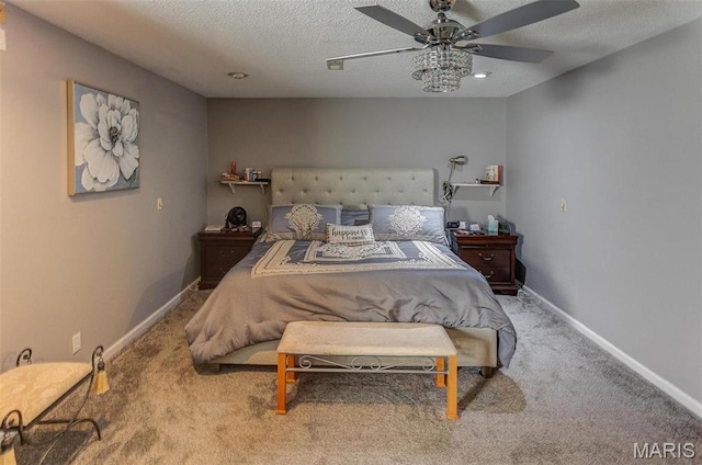 424 N College St, Centralia, IL 62801 - bedroom featuring carpet floors, ceiling fan, and a textured ceiling