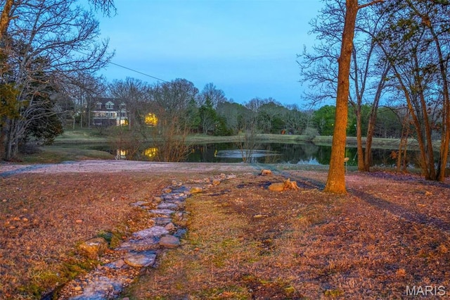 view of yard featuring a water view