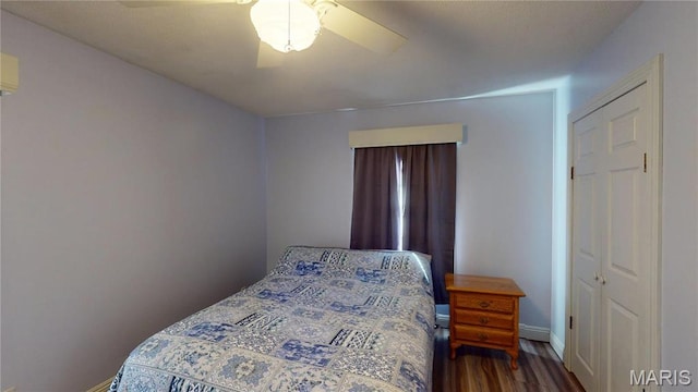 20 Denzel Dr, Greenville, IL 62246 - bedroom featuring dark wood-style floors, baseboards, and a ceiling fan