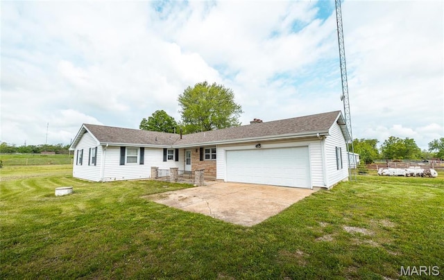 24265 Vinyard Rd, Cuba, MO 65453 - ranch-style home with a garage, a chimney, and concrete driveway