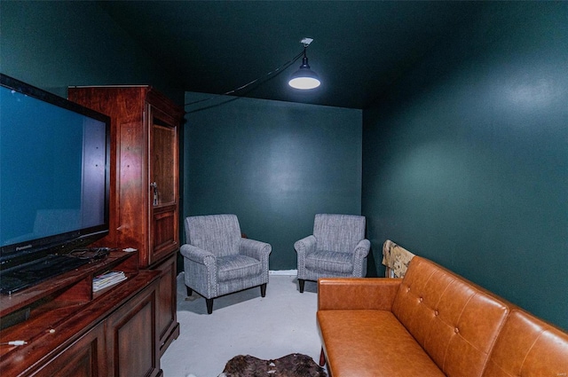 living area with light colored carpet