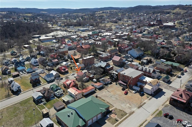 209 E 3rd St, Hermann, MO 65041 - aerial view of property and surrounding area with nearby suburban area
