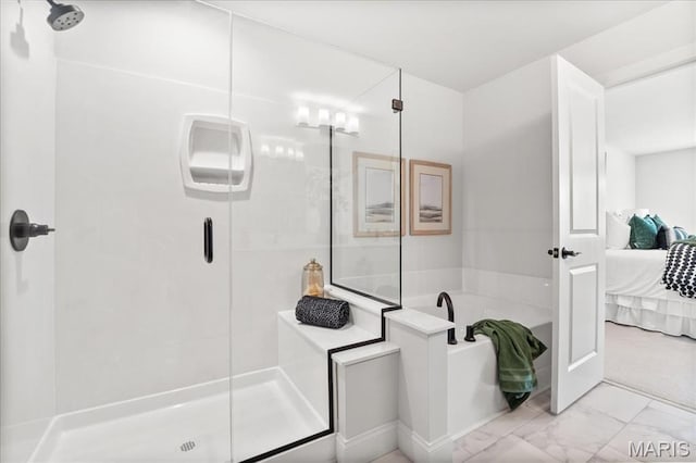 513 Beneficial Way, Saint Charles, MO 63304 - bathroom featuring ensuite bathroom, a shower stall, a bath, and marble finish floors