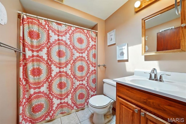 4355 Toenges Ave, Saint Louis, MO 63116 - bathroom with tile patterned floors, toilet, vanity, and curtained shower