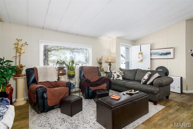 2 S Circle Dr, Carlyle, IL 62231 - living room featuring wood finished floors, healthy amount of natural light, and vaulted ceiling
