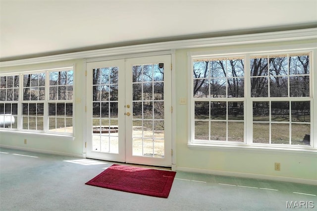 6072 Kingsway, House Springs, MO 63051 - entryway with baseboards, carpet floors, and french doors
