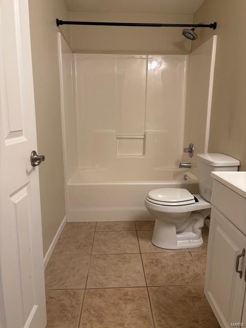 708 Michael St, Ofallon, IL 62269 - full bath featuring tile patterned floors, vanity, toilet, shower / bathtub combination, and baseboards