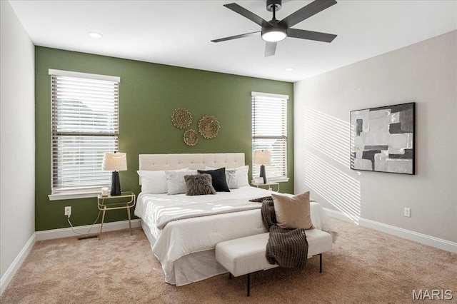 504 Coppice Ct, Wentzville, MO 63385 - bedroom featuring carpet, baseboards, ceiling fan, and recessed lighting