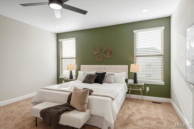 504 Coppice Ct, Wentzville, MO 63385 - bedroom with carpet floors, baseboards, a ceiling fan, and recessed lighting