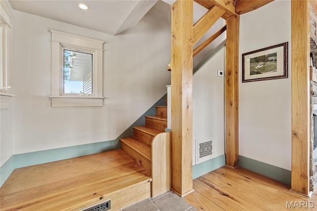 507 Leach Branch Rd, Hermann, MO 65041 - staircase featuring recessed lighting