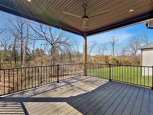 220 Great Bear Pass, Foristell, MO 63348 - wooden terrace with a ceiling fan and a lawn