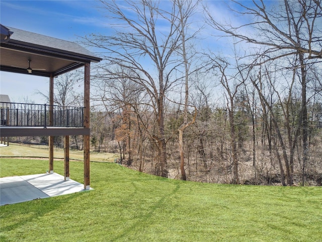 220 Great Bear Pass, Foristell, MO 63348 - view of grassy yard featuring a ceiling fan and a patio
