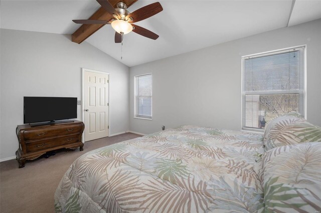 bedroom featuring carpet, a ceiling fan, and baseboards