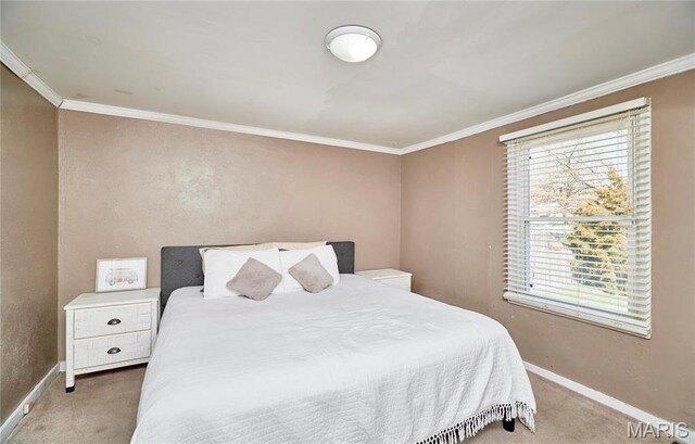 125 Lithia Ave, Saint Louis, MO 63119 - bedroom with light carpet, baseboards, multiple windows, and crown molding