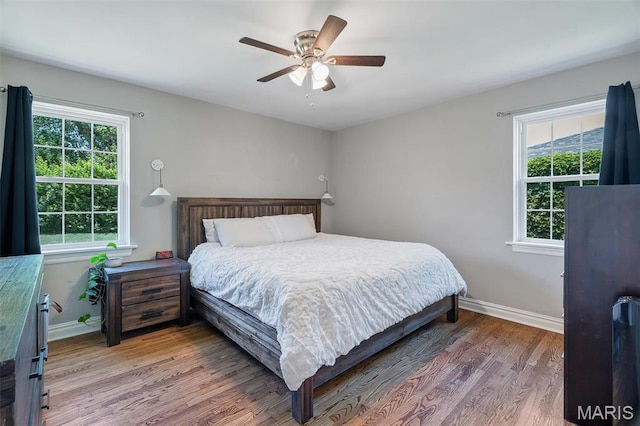 927 Gay Ave, Saint Louis, MO 63130 - bedroom with multiple windows, wood finished floors, baseboards, and a ceiling fan