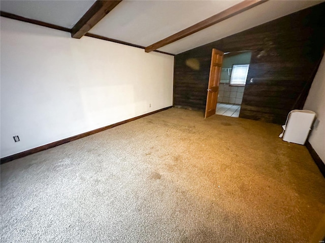 bonus room with radiator, carpet floors, and baseboards