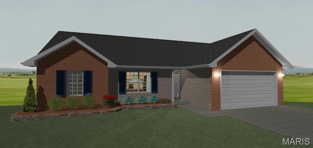 1012 Bay Hill Blvd, Union, MO 63084 - view of front of property featuring an attached garage, concrete driveway, a front lawn, and brick siding