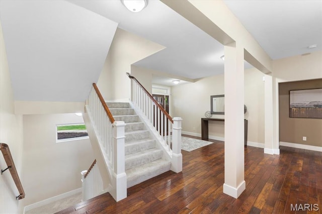 115 Place De Yeager, Lake St Louis, MO 63367 - stairs with hardwood / wood-style flooring and baseboards