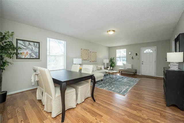 133 Lithia Ave, Saint Louis, MO 63119 - dining area featuring light wood-style floors, a textured ceiling, and baseboards