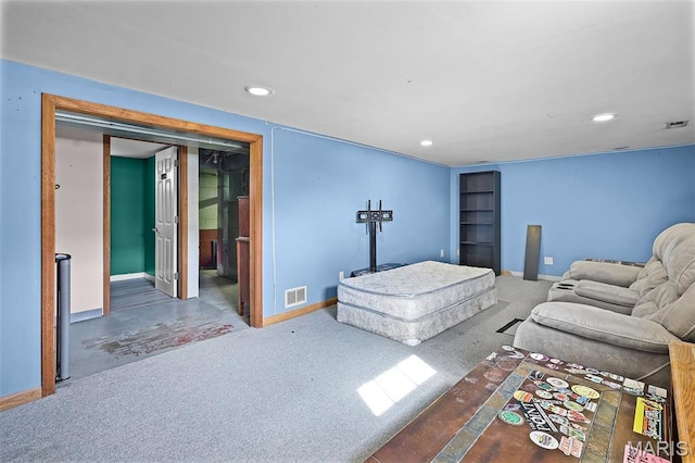 5800 Marquette Ave, Saint Louis, MO 63139 - living area with baseboards, carpet floors, and recessed lighting