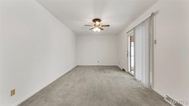 912 Salem Way, Ellisville, MO 63021 - spare room featuring ceiling fan, light colored carpet, and baseboards