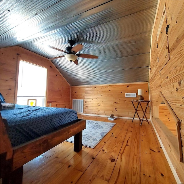 1432 Wayne 523, Wappapello, MO 63966 - bedroom featuring lofted ceiling, wooden walls, hardwood / wood-style floors, and wood ceiling