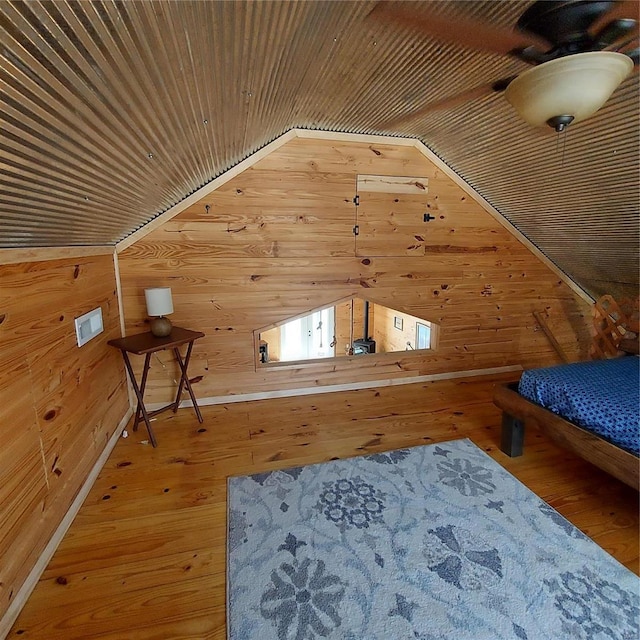 1432 Wayne 523, Wappapello, MO 63966 - bedroom with vaulted ceiling, wooden walls, hardwood / wood-style flooring, and wood ceiling