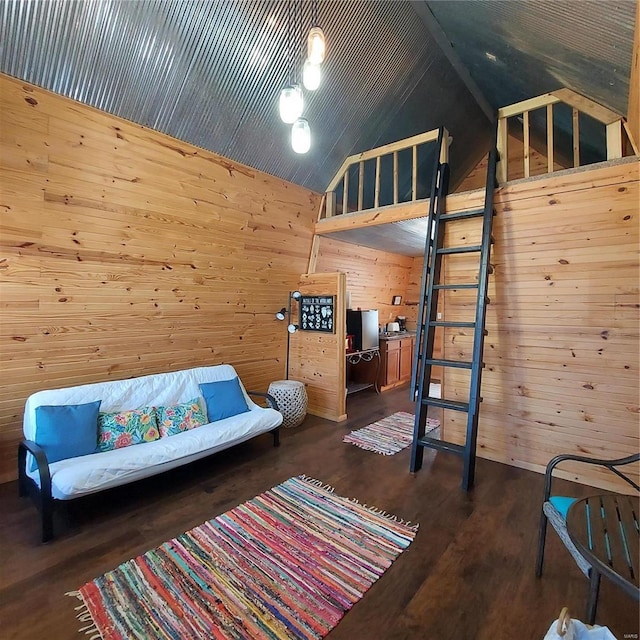 1432 Wayne 523, Wappapello, MO 63966 - bedroom featuring wooden walls, lofted ceiling, and wood finished floors