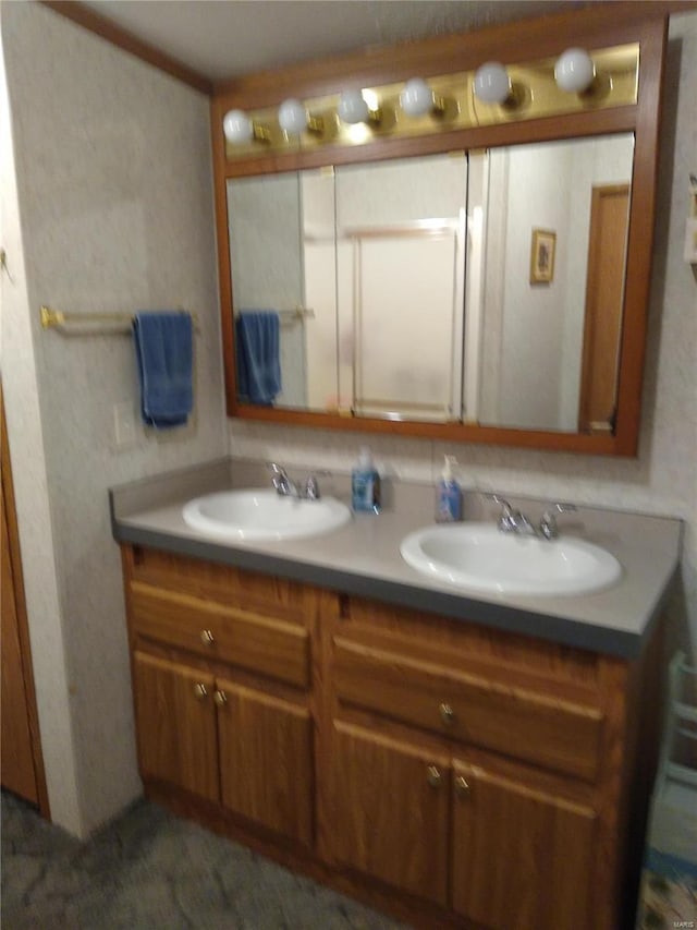 full bathroom with double vanity