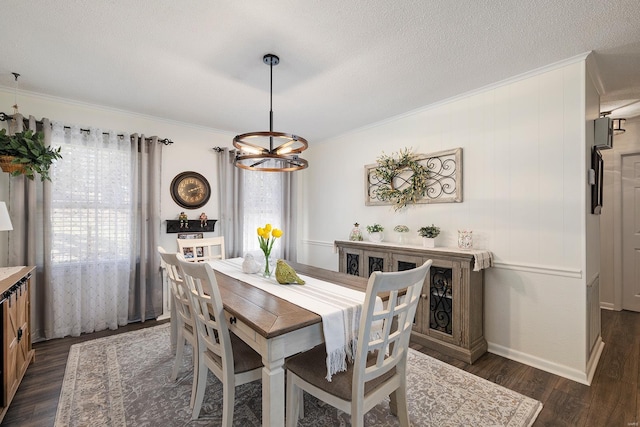 51 County Road 620a, Isabella, MO 65676 - dining room with ornamental molding, dark wood-type flooring, a chandelier, and baseboards