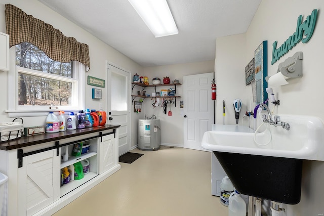 51 County Road 620a, Isabella, MO 65676 - laundry area featuring electric water heater and a sink