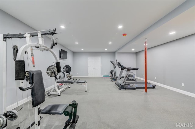 322 Gerard Ln, Moscow Mills, MO 63362 - workout room with recessed lighting and baseboards