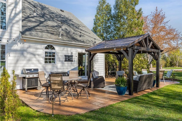 1155 Whitmoor Dr, Weldon Spring, MO 63304 - view of patio / terrace featuring a gazebo, area for grilling, outdoor lounge area, and outdoor dining area