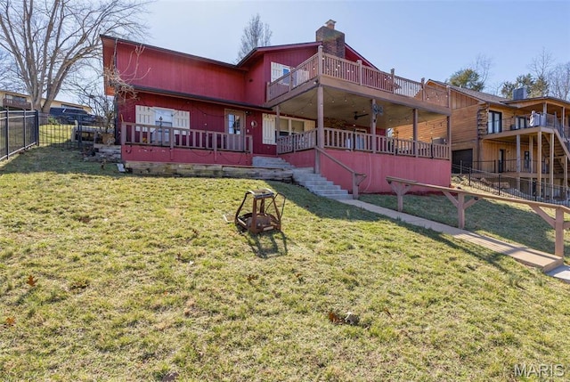 207 Normandie Dr, Bonne Terre, MO 63628 - rear view of house with a chimney and an outdoor fire pit