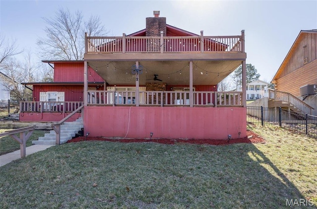 207 Normandie Dr, Bonne Terre, MO 63628 - view of front of home with stairway, a deck, and a chimney
