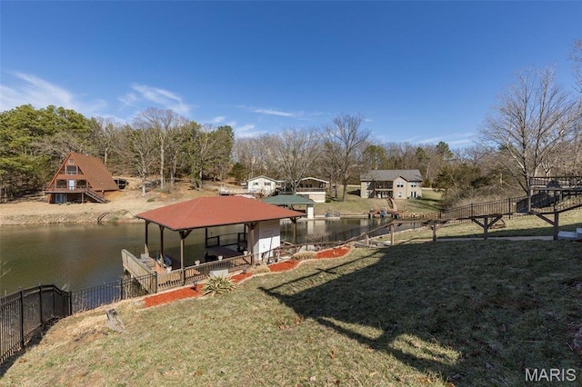 207 Normandie Dr, Bonne Terre, MO 63628 - view of yard with a dock, a water view, and boat lift