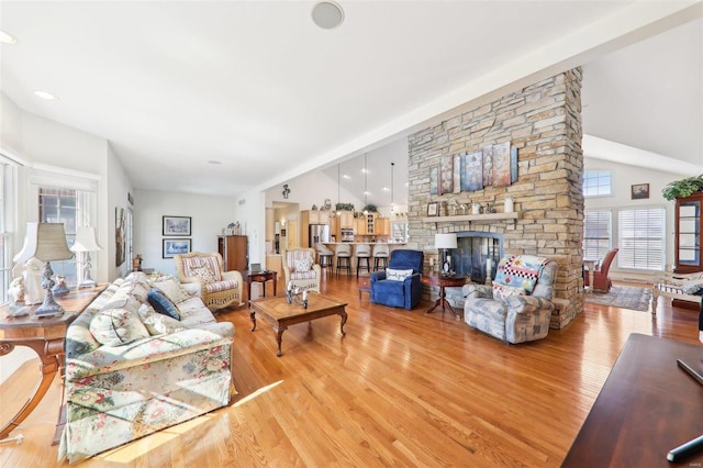 900 Deer Circle Dr, Carlyle, IL 62231 - living area featuring wood finished floors and a fireplace