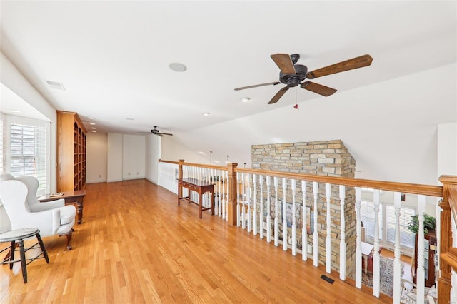 900 Deer Circle Dr, Carlyle, IL 62231 - sitting room with ceiling fan, light wood-type flooring, and vaulted ceiling