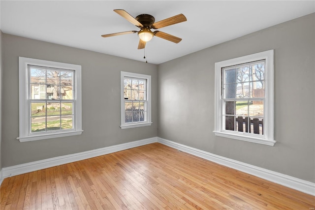 554 S Clay Ave, Saint Louis, MO 63122 - unfurnished room with baseboards, light wood-style floors, and ceiling fan
