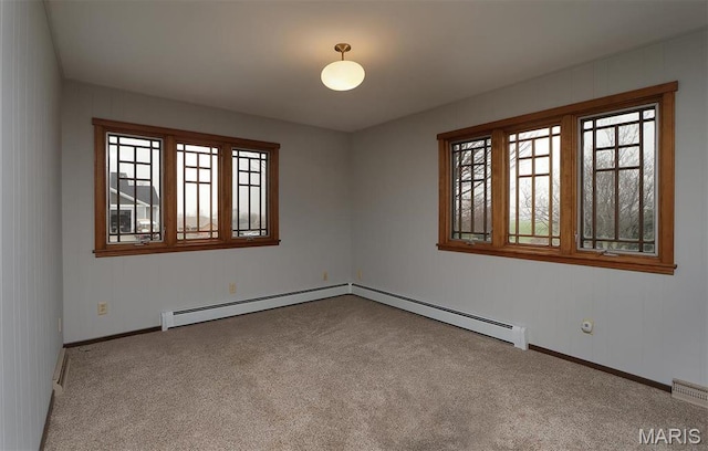 8032 Blue Mound Dr, Saint Rose, IL 62230 - carpeted empty room with baseboards and a baseboard radiator