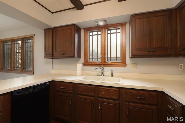 8032 Blue Mound Dr, Saint Rose, IL 62230 - kitchen featuring black dishwasher, a sink, and light countertops